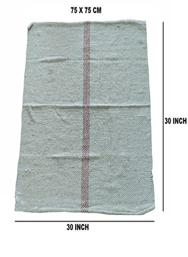QUALCOSA KITCHEN قطعة قماش قطنية لتنظيف الأرضيات/منفضة غبار/بوشا، 300 غرام/متر مربع (أبيض كريمي، حجم كبير، 30×30 بوصة) - عبوة من 4 قطع - Image 3